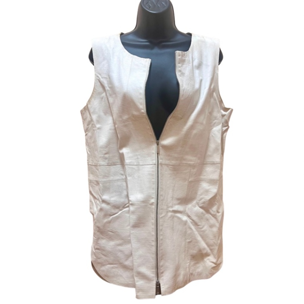 Lafayette 148 New York White Wm Sz Medium Leather Jacket